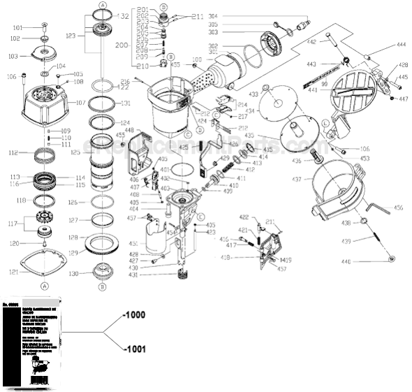 Page A Diagram and Parts List for COIL350 Type 2 Porter Cable Nailer